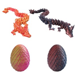 fufupaw Pack of 2 3D Dragon, Dragon Egg, Dragon Egg with Dragon, Mysterious Dragon Egg Toy, Surprise Dragon Eggs, Home Decor, Realistic 3D Printed Dragon for Adults and Children