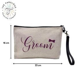 Tasche aus Leinen – Wedding Collection Bride Groom Maids Best Men Parent Elegant Designs Flower – Kosmetiktasche aus Segeltuch in Leinenoptik – Kulturbeutel – Geldbörse, Minimal Groom, 23.5 x 15 cm,