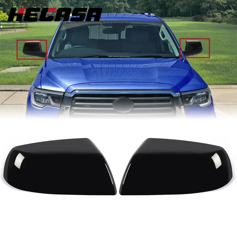 HECASA Gloss Black Side Mirror Cover Cap Replacement For Toyota