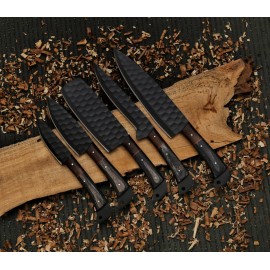 SHARD Chef Set of 5 Custom Hand Forged Carbon Steel  Multi Use Kitchen Knife W/Cover