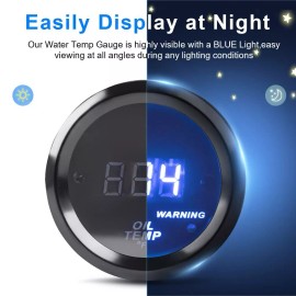 ADPOW 2" 52mm Oil Temp Temperature Gauge Meter Kit 104-302℉ 12V With NPT 1/8" Sensor