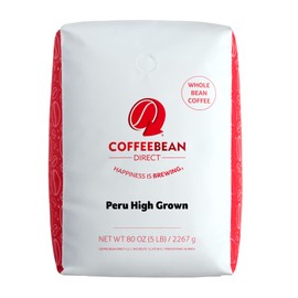 Coffee Bean Direct Peru High Grown, Whole Bean Coffee, 5-Pound Bag
