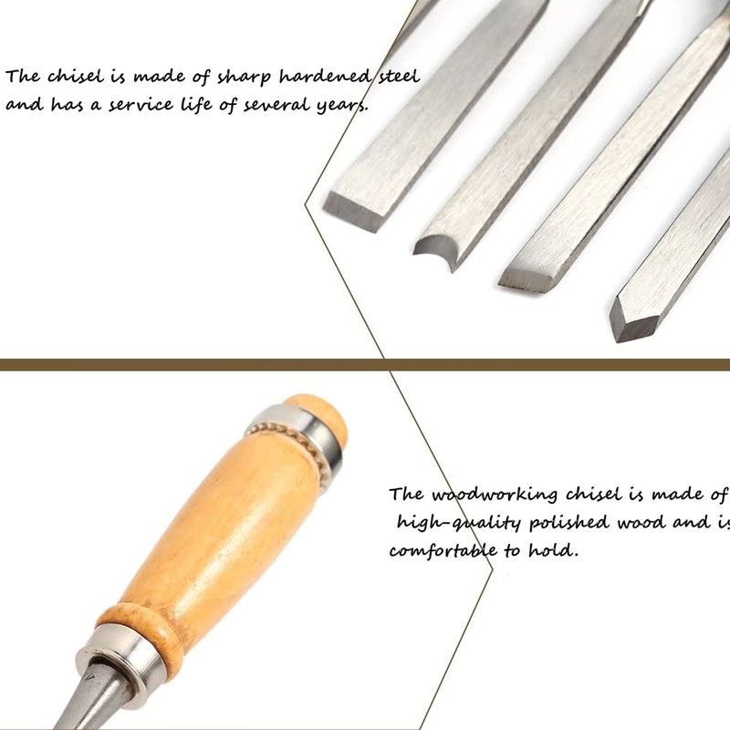 12Pcs Wood Carving Tools, Woodworking Carpentry Gouges Hand Chisel Tool