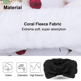 Spa Headband – 2 Pack Bowknot Hair Bands Makeup Head band Women Coral Fleece Elastic Headband Washing Face Hair Wrap for Facial Cosmetic Shower Yoga