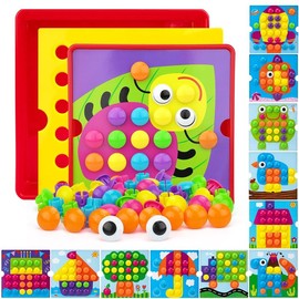 AluAbi Christmas gifts kids toys,Button Art Toys for Toddlers, Crafts for Age 3-5, Early Educational Toys, Color Matching Puzzle, Fine Motor Skills Game, Preschool Learning Toys for Boys & Girls 3+ - Specification: bug