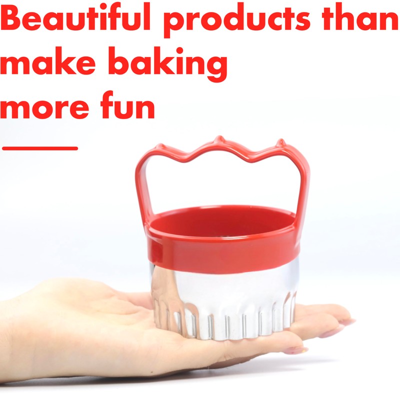 2 Pcs Fluted Round Cookie Cutter with Handle 3“ 4”,