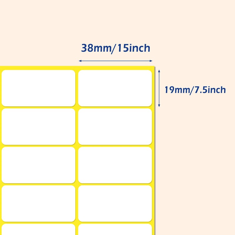 38x19mm,1200PCS Matte White Labels Stickers Small Sticky Labels Name Labels