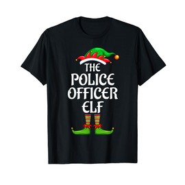Police Officer Elf Matching Family Group Christmas Party T-Shirt