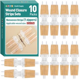 AZEN Paquete de 10 Tiras de Cierre de Heridas de Emergencia, Vendajes Mariposa, Cierre de Laceración Zip Stitch, Reparación de Heridas Sin Suturas