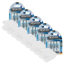 20 Battery Bundle Ansmann 2850 mAH AA NiMH Rechargeable Batteries with Free Battery Holders
