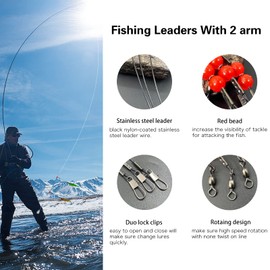 YOTO 12/24 piezas de alambre de pesca de acero inoxidable, aparejos de pesca giratorios, abalorio de conexión de aparejos o anzuelos, alambre de pesca