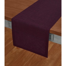 Solino Home Linen Table Runner 48 Inch - 100% Pure Linen Chambray Burgundy Short Table Runner 14 x 48 Inch Ideal for Dresser and Coffee Tables - Athena, Spring, Easter