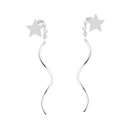 Aeravida Unique Spiraling Stars Sterling Silver Slide-Through Earrings | Pull Through Earrings Silver | Sterling Silver Earrings Dangly