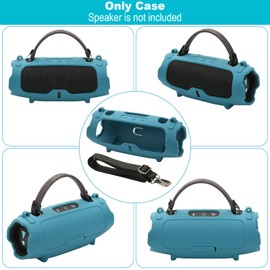 TXEsign Silicone Case Cover for JBL Charge 6- Portable Speaker, Travel Carrying Protective Cover with Adjustable Shoulder Strap Anti-Dust Charging Port Cover for Charge 6 (Blue)