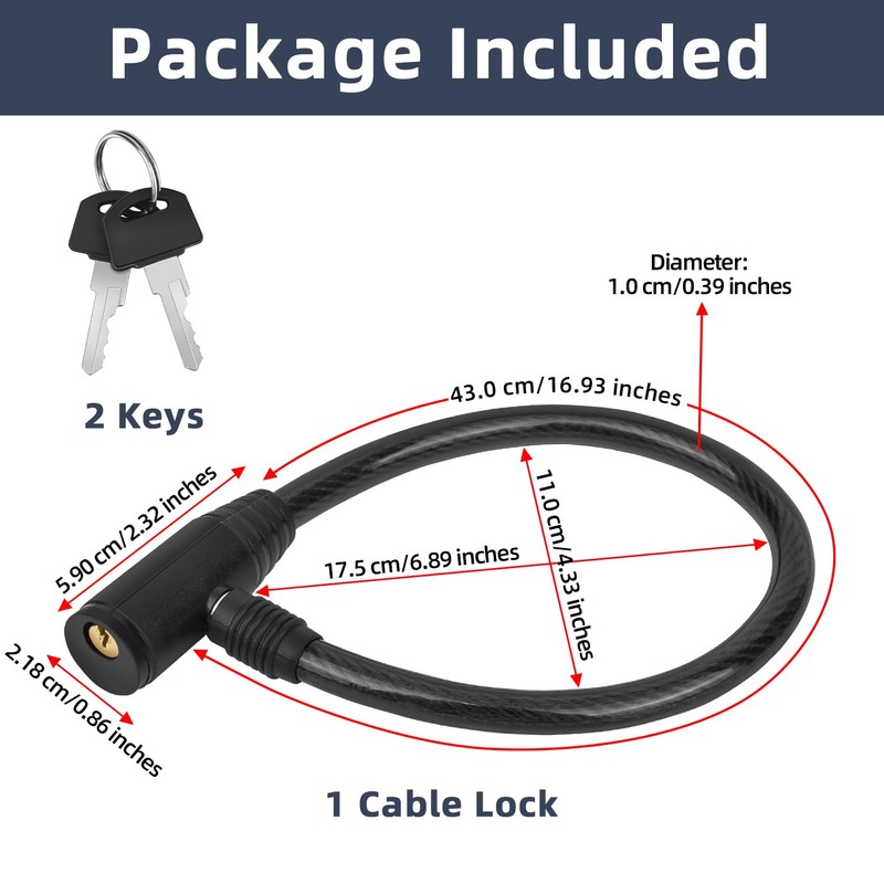 RORMGO 19.7" Secure Black Refrigerator Lock with Keys Childproof Cable