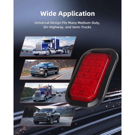 LBRST 4x 12 LED Rectangle Truck Trailer Stop Tail Brake Lights 5"x3" Red&White Stop/Turn/Tail Truck Trailer Hitch Light Grommet Wire Kit