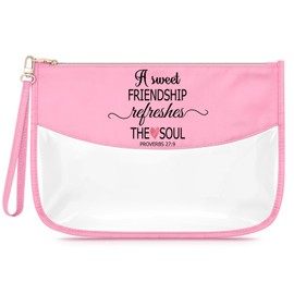 Friendship Christian Gifts for Friends Makeup Bag for Women Best Friend Birthday Graduation Presents for Sister Besties Cosmetic Bag Inspirational Gifts for Women Friends Religious Zipper Travel Pouch