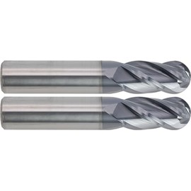 CME 2 pcs Micrograin Carbide End Mills, Ball Nose, TiAlN Coated, 5/8" Mill Diameter, 1 1/4" Length of Cut, 3 1/2" Overall Length, 4 Flute, Center Cutting