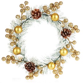 com-four® Christmas door wreath - Advent wreath with pine needles and Christmas tree balls - decorative wreath Ø approx. 25 cm - Christmas decoration - table wreath (green/white/gold colored)
