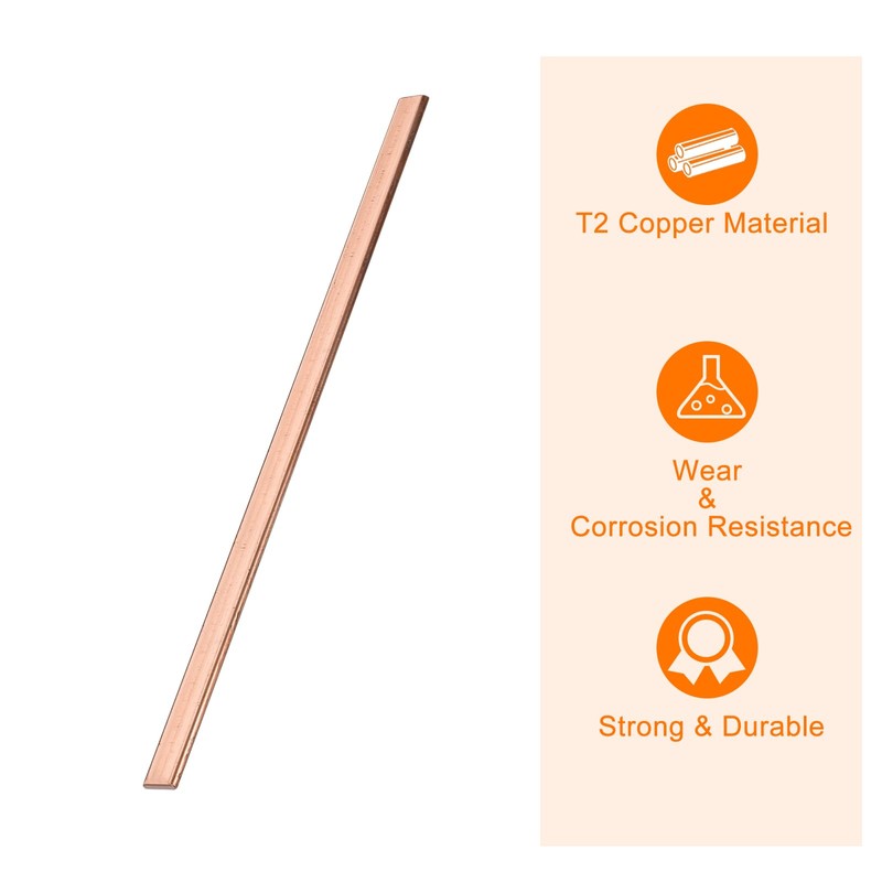 sourcing map Copper Flat Bar, 0.12" Thickness x 0.39" Width