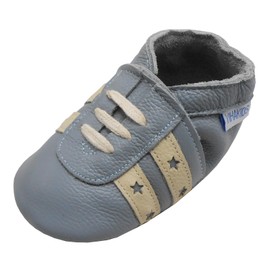 YIHAKIDS Baby Leather Shoes First Walking Moccasins Infants Boys Girls Soft Sole Toddler Crawling Slippers(Light Blue,12-18 Months,Sole Length 5.5in)