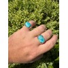 HarlemBling Blue Genuine Turquoise Mens Real Solid 925 Sterling Silver