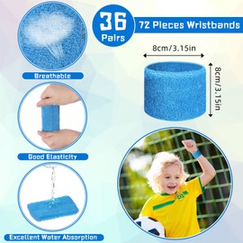 72 Pcs Wrist Sweatbands Bulk for Kids Field Day Cotton Terry Sweat Bands Sports Fan Wristbands Kids Sweatbands for Summer Camp Student Football Team Sports Competition Party Favors(Royal Blue)