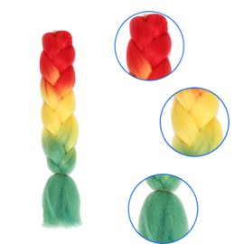 VOKEYLA Ombre Braiding Hair 3 Tone Colorful Jumbo Braid In Hair Extensions 24 Inch High Temperature Synthetic Fiber Kanekalon Hair Extensions for Crochet (Color:Red/Yellow/Green)