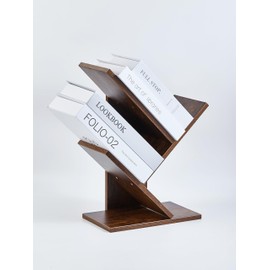 Tree Bookshelf - 2 Tier Tree Bookshelf - Small Bookcase - Freestanding Modern Tall Narrow Bookshelves Organizer - Floor Standing Book Shelf for Bedroom/Living Room/Home Office/Corne - Brown