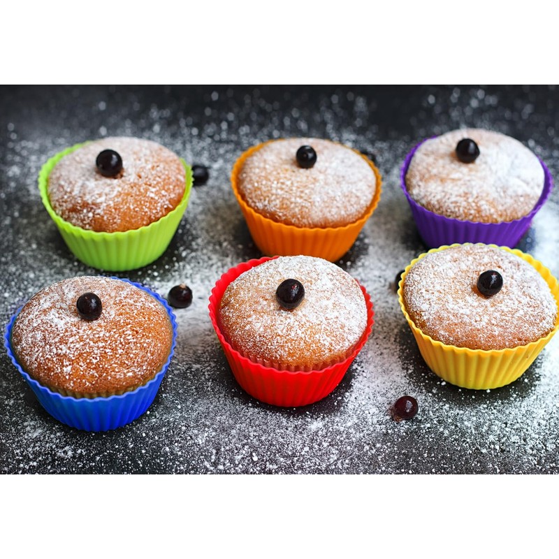 PRECORN Cupcake-Formen Muffinformen 24er-Set: Vielfarbige, Wiederverwendbare Silikon-Muffinförmchen Cupcake Förmchen Muffin-Back-Form