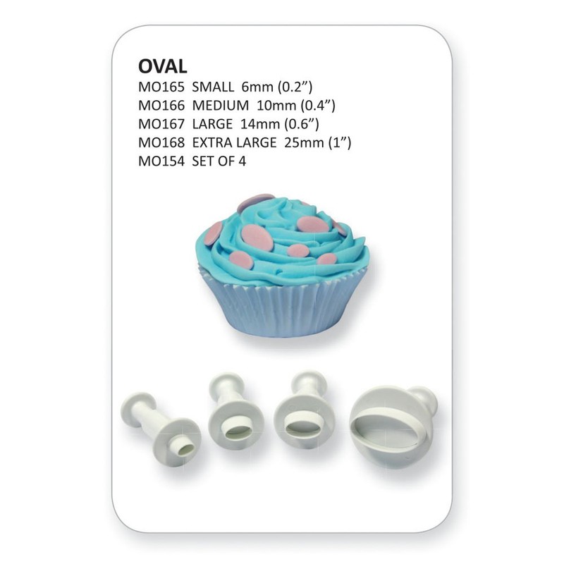 PME MO154 Oval Plunger Cutters, Small, Medium, Large, X-Large Sizes,
