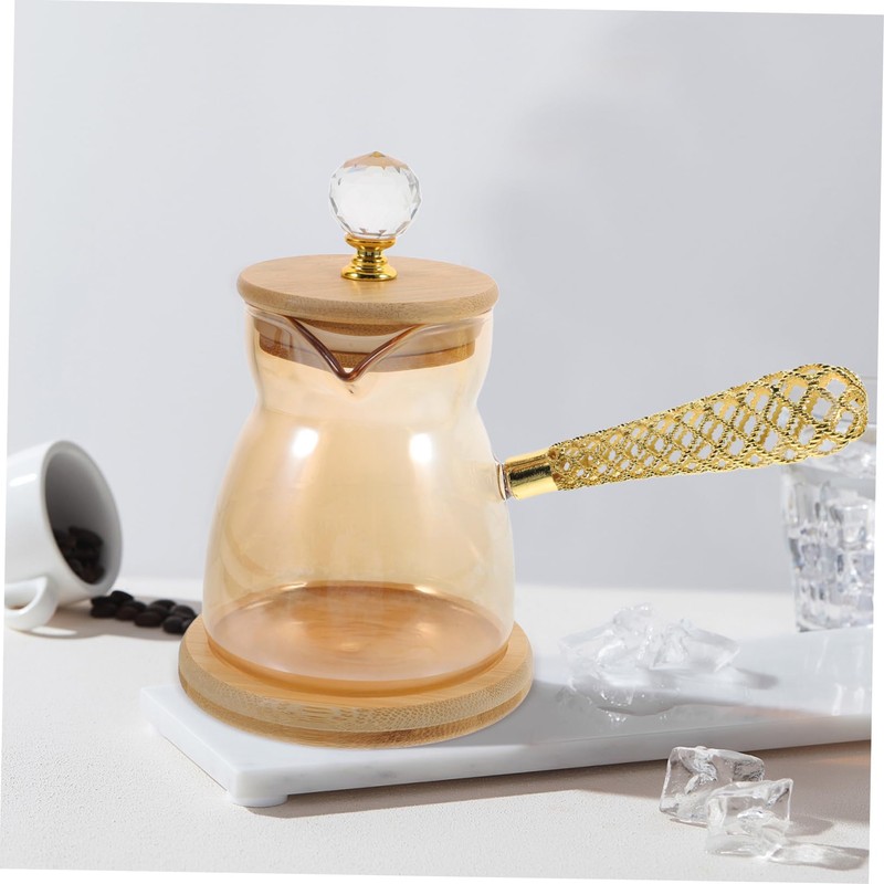 Ipetboom Insulated Borosilicate Glass Coffee Kettle with Side Handle Elegant