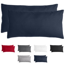 Komfortec Cushion Cover 40 x 80 cm Set of 2 Brushed Microfibre with Zip, Breathable and Soft - Blue