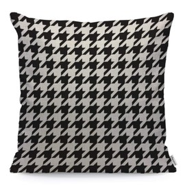 WONDERTIFY Throw Pillow Cover Case Black and White Houndstooth - Soft Linen Pillow Case for Decorative Bedroom/Livingroom/Sofa/Farm House - Cushion Covers Couch Pillow 18x18 Inch 45x45 cm