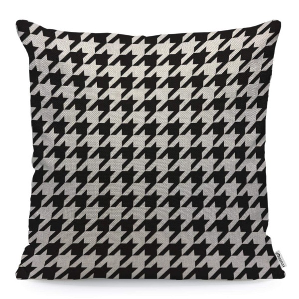 WONDERTIFY Throw Pillow Cover Case Black and White Houndstooth -