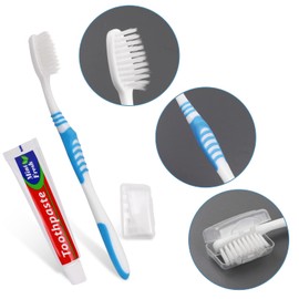 Disposable Toothbrushes with Toothpaste Individually Wrapped, Travel Kit whit Plastic Zip Bag,Toothbrush Head Cover, Bulk Toothbrush for Homeless,Travel,Shelter,Air Bnb,Hotel,Guest Apartment (50)