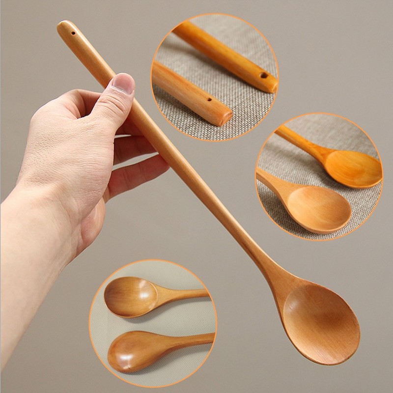 Long Handle Wooden Spoon Cooking Mixing Stirring Multi-Purpose Spoon 13inch-