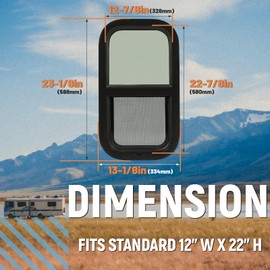 HECASA RV Window 12" W x 22" H for Trailer Cargo Camper Vertical Sliding Replacement with Trim Kit 2pcs