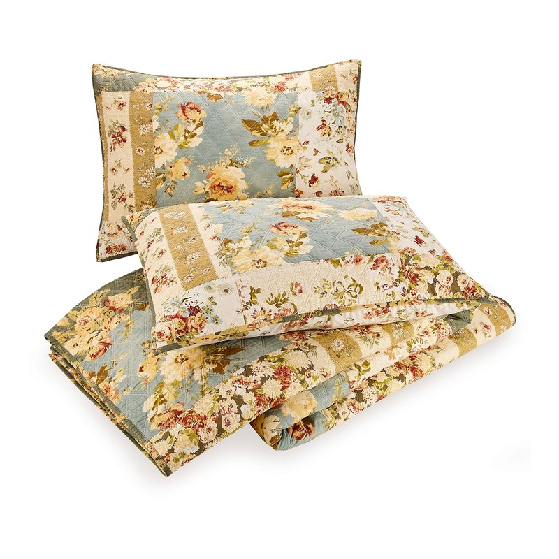 MODERN HEIRLOOM Floral Patch All Seasons Quilt Set, Full/Queen