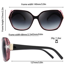 The Fresh Women's Oversized Jackie O Hybrid Butterfly Fashion Rhinestone Sunglasses - Exquisite Packaging (732705 Crystal Burgundy, Gradient Grey)