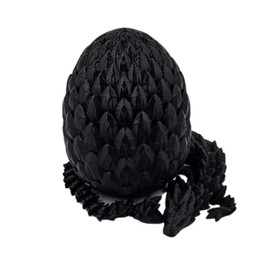 Surprise Dragon Egg Articulating Gemstone Dragon Fidget Figurine - 3D Printed Dragons Flexible ADHD, Autism, Relief Anxiety - Articulated Joints (Black)