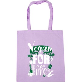 Hippowarehouse Vegan for Life Dog Motif Tote Shopping Gym Beach Bag 42cm x38cm, 10 litres