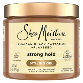 SheaMoisture Styling Strong Hold Styling Gel for Natural, Chemically Processed or Heat Styled Hair Jamaican Black Castor Oil and Flaxseed Paraben-Free Anti-Frizz Hair Gel 15 oz