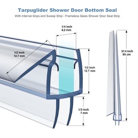 4 Pack Frameless Shower Door Bottom Seal, 1/4 x 39 Clear PVC Shower Seal Strip for 1/4 Inch Glass Shower Door Stop Shower Leaks