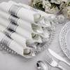 Supernal 60 Pack Pre-Rolled Silver Plastic Cutlery Heavy Duty Wrapped