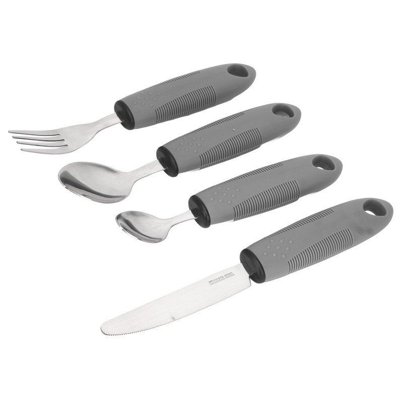 4Pcs Adaptive Utensils Weighted Non Slip Rubber Handle for Hand