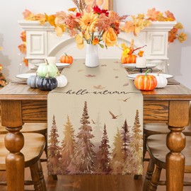 Bonhause - Camino de mesa con hojas de arce de otoño y bosque, de 13 x 72 pulgadas, decoración de mesa de comedor para interiores y exteriores, decoración de fiesta