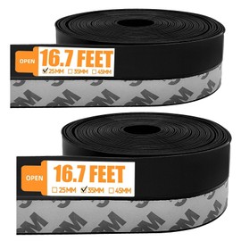 33.5 Ft Door Weather Stripping Door Seal Strip,Silicone Door Draft Stopper,Self Adhesive Shower Door Bottom Seal and Door Insulation Strip for Door Frame Windows and Glass Gaps (Black, 25+35mm)