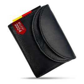 FLEXIBILITE® Small Wallet Women's Leather [2024] - Mini Wallet Men's RFID Protection (9.0 x 7.0 x 2.0 cm W x H x D) - Women's Purse - Children's Wallet Boys - Approx. 30 g, black, Classic