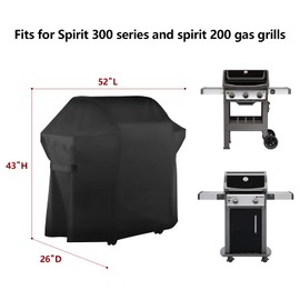 vchin 52 Inch 3 Burner Grill Cover, Fits for Weber Spirit 300, Weber Genesis Sliver, Char Broil, Nexgrill, Brinkmann, Blue Rhino, Dyna Glo Grills. All Weather Barbecue Cover.